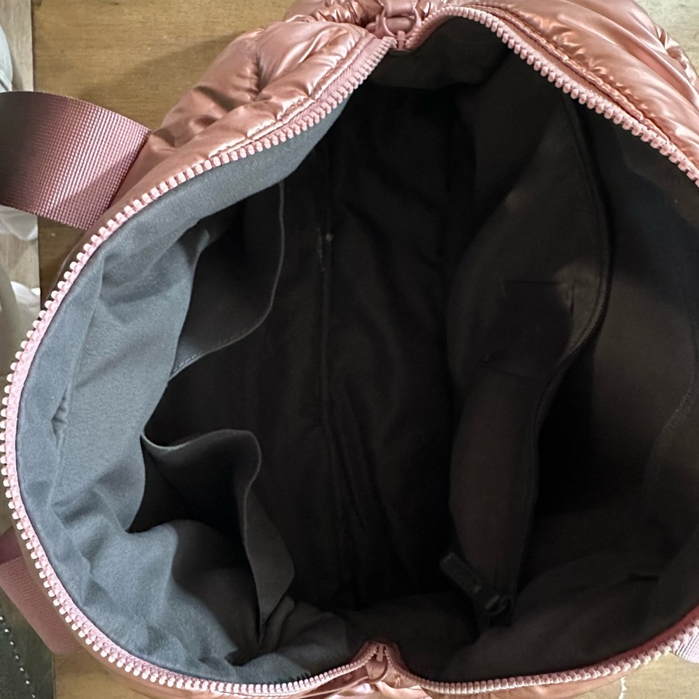 Pink Satin Tote Bag with Wide Webbing Straps - Picture 3 of 5